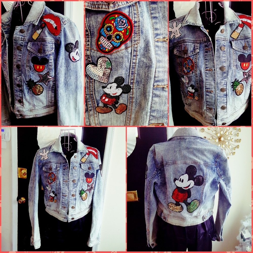 Mickey Mouse Applique Patches Denim Jacket #2